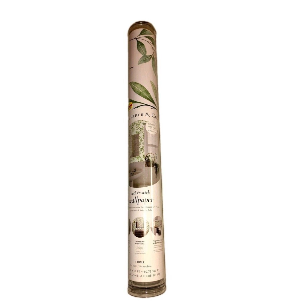 Tempaper & Co. Peel and Stick Wallpaper Farmhouse Botanical Natural Green 30.75